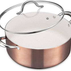 8 Quart Cooking Pot with Lid, Nonstick Stock Pot/Stockpot with Lid, Induction Pot for Cooking, Kitchen Pots, Stew Pots, Soup Pots for All Stovetops, O