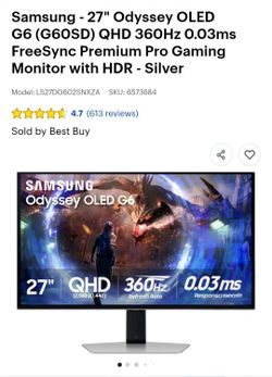 Samsung Odyssey OLED G6 27" QHD 360Hz Gaming Monitor - Like New