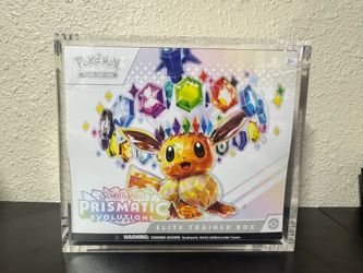Pokemon TCG Prismatic Evolutions Elite Trainer Box in acrylic case
