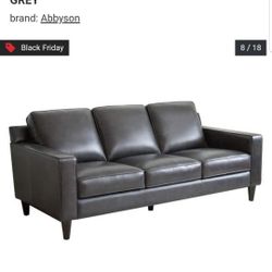 Abbyson Milton Great Condition Real Leather Sofa Couch 3 Seat