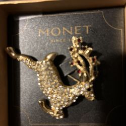 Monet Reindeer Brooch/ Pin New