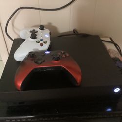 Xbox One X Console With 2 Controllers Cables And 2 Games 