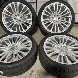 24” SILVER POLISHED WHEELS 6x139.7  & TIRES (4) Silverado Sierra Tahoe-WE FINANCE  