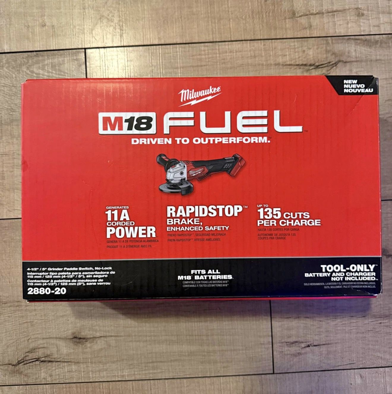 Milwaukee 2880-20 M18 FUEL 4-1/2" / 5" Grinder Paddle Switch, No-Lock