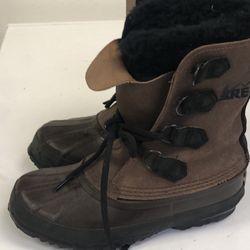 Sorel Snow Winter Waterproof Duck Boots Women’s Brown Leather Faux Fur Lining Boots Size 5