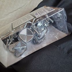 Black Shower Curtain & New Silver Hooks