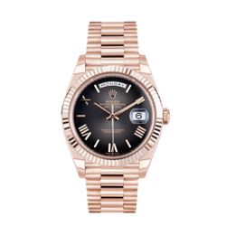 Rolex Oyster Perpetual Day-Date 40 in 18 ct Everose gold with a slate ombré dial and a fluted bezel