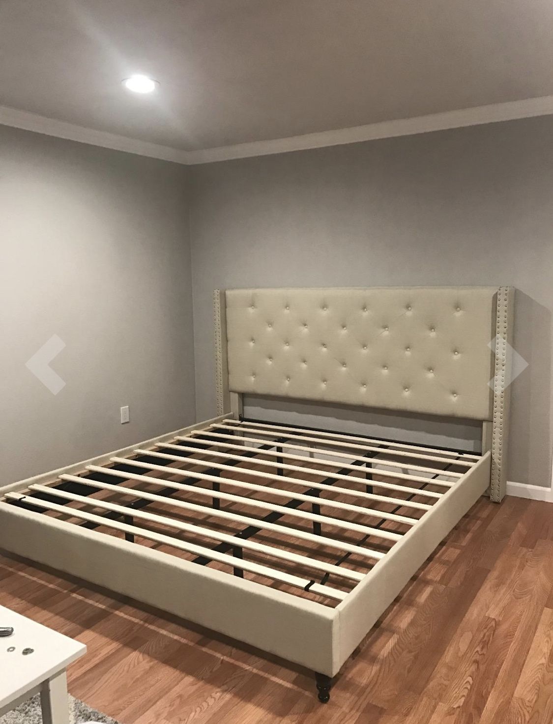 King Bed Frame Beige Tuffed Master