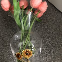 beautiful vase with tulips