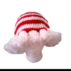 Red And White Ruffle Fur Hat