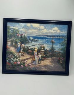 Framed Thomas Kincaid Style Ocean Framed Art
