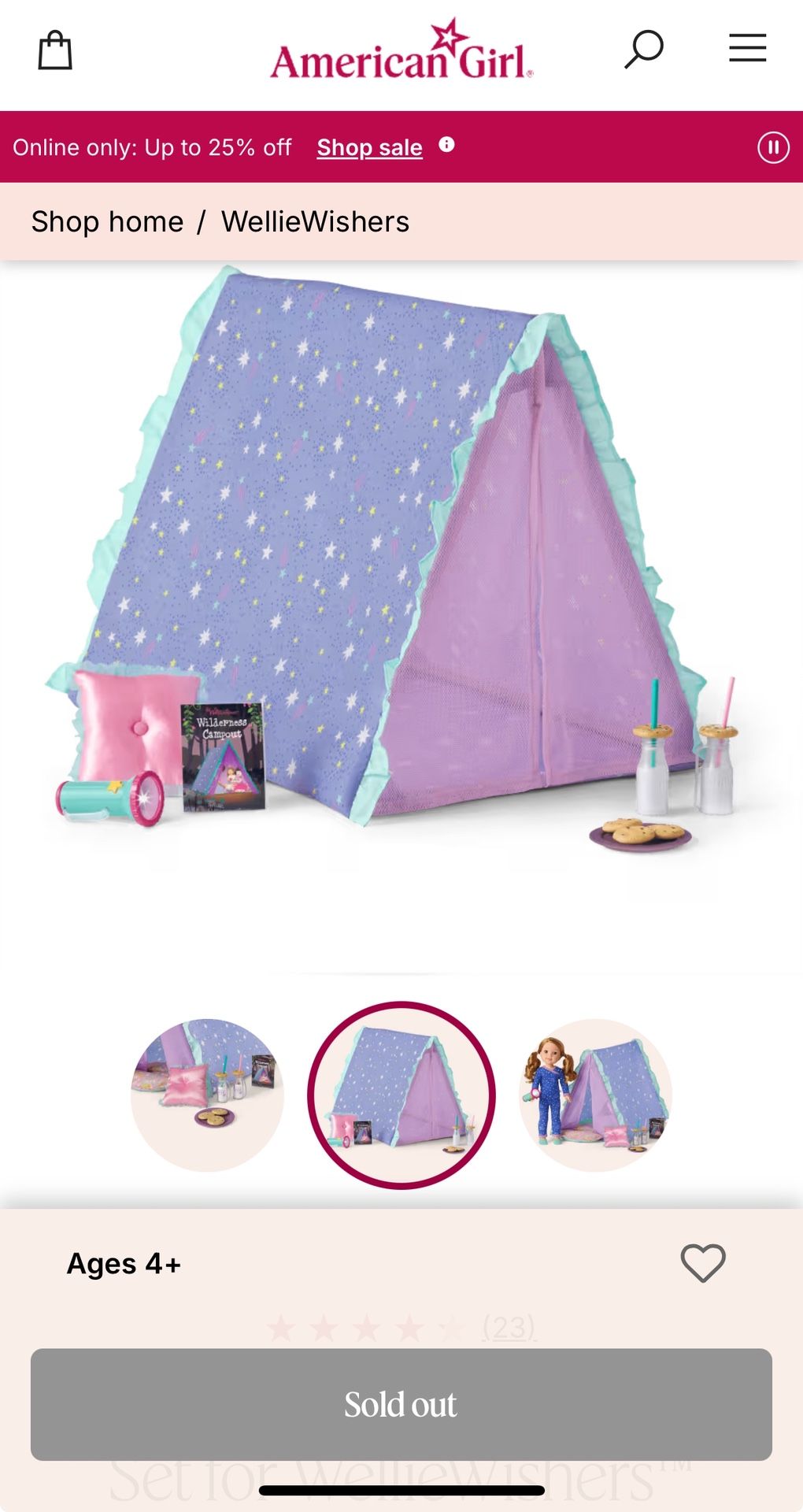 American Girl Stargazing Garden Tent Set for Welliewishers