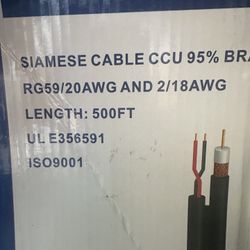 Siamese cable ccu 95% BR rg59/20awg and 218 awg length 500