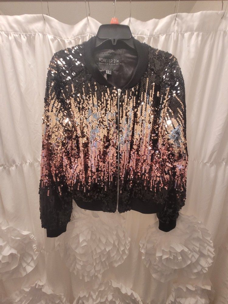 Ombre Sequin Bomber Jacket