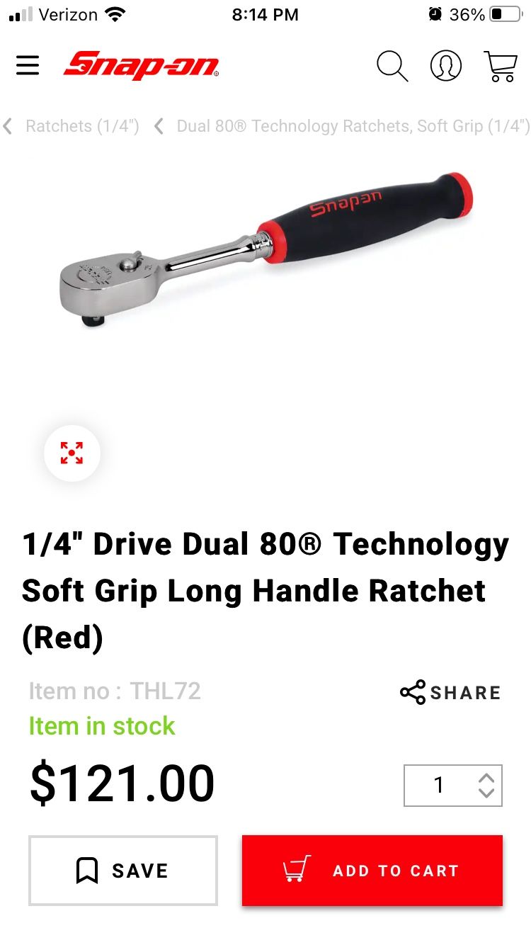 Snap On 1/4” Ratchet 