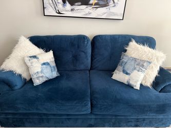Navy Blue Sofa & Loveseat Set – Excellent Condition