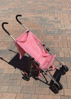 Pink baby stroller