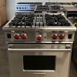 Wolf 30”Wide Gas Range Stove Stainless Steel 4 Burners 