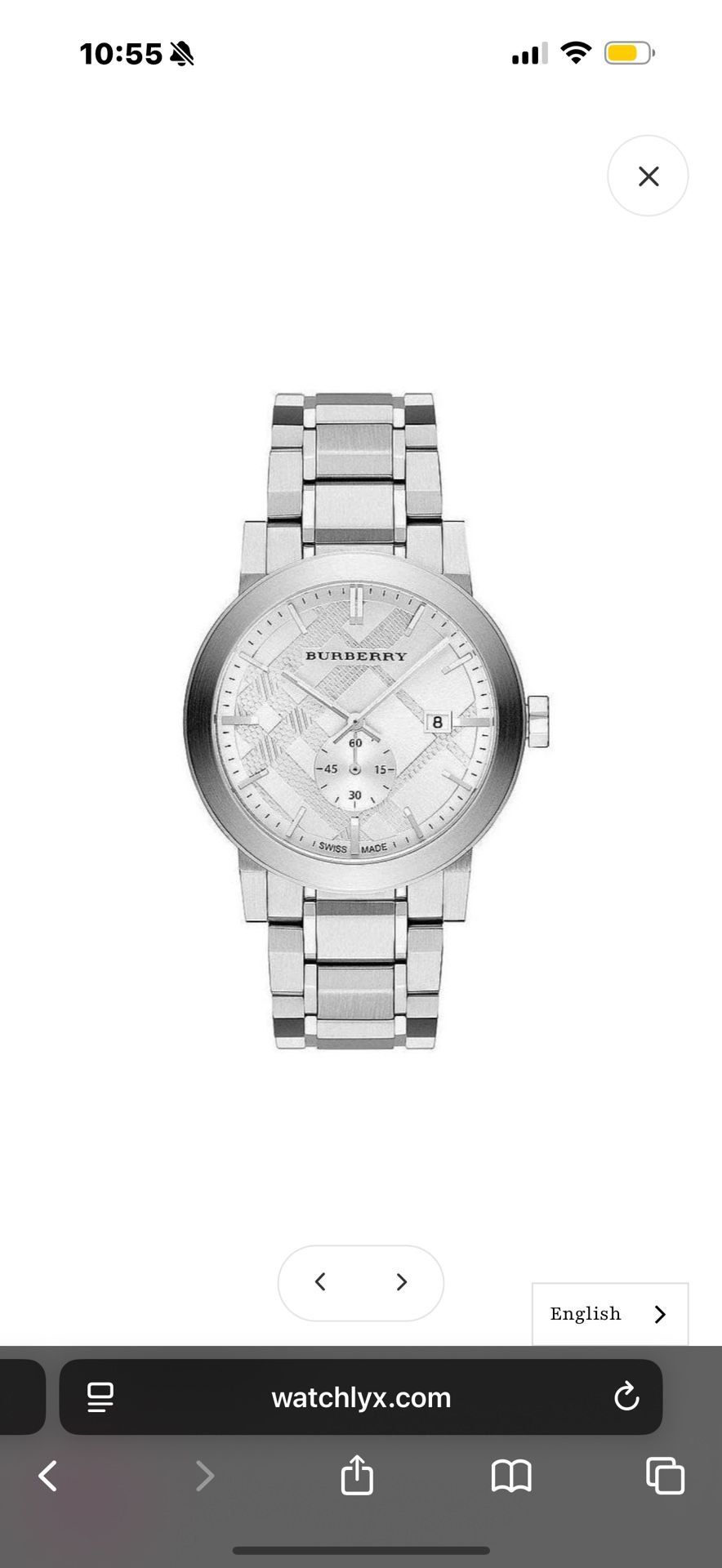 Men’s Burberry Watch Silver BU9900