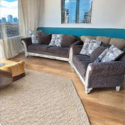 Ivory Like Frame Sofa And Love Seat 7 Pillows Inc.