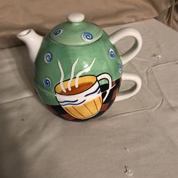 Tea For One Teapot Set Handpainted Jazz Cafe