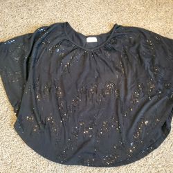 Womens 2XL Bobbie Brooks black glitter flowy blouse Lot 14