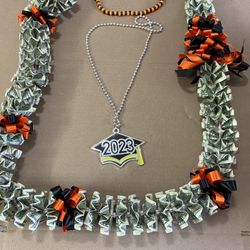 thumbnail image 2 of Handmade Graduation Money Lei With Your School Color Ribbon - Personalizable 2 of 6