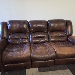 Genuine Brown Leather Couch