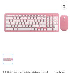 Linyer Wireless Mouse Keyboard Set Office Gaming for Notebook Computer 3-Speed Micro Receiver(Wireless Pink Set )