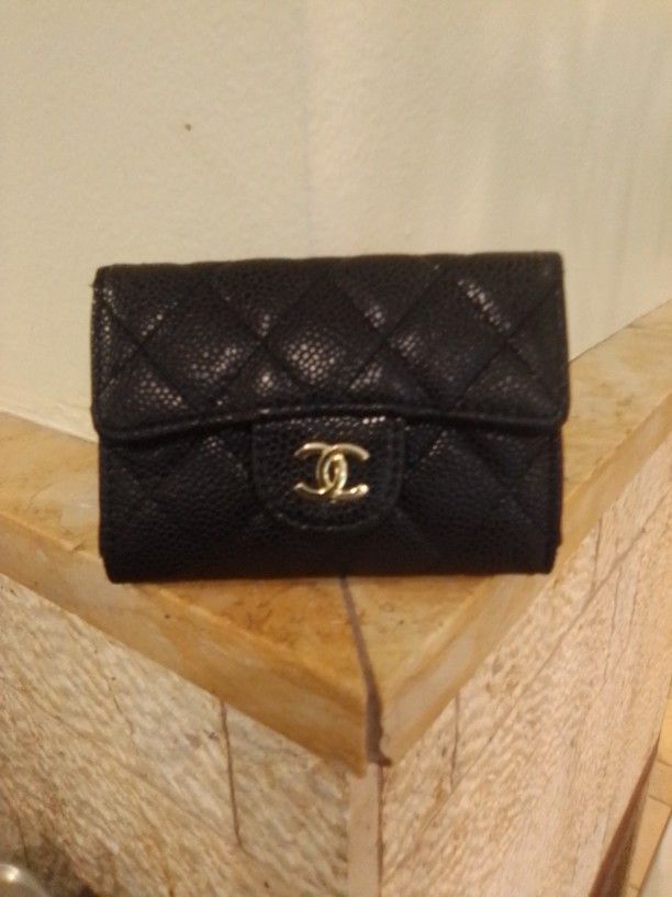 CHANEL CAVIAR QUILTED FLAP CARD HOLDER WALLET BLACK