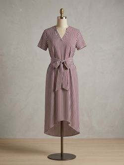 Striped Midi Dress with Tie Waist size m