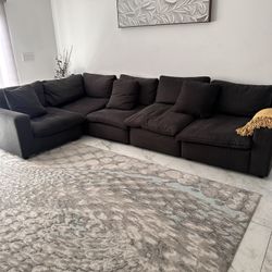 Sofa Sectional Microfiber With Feather Cushions