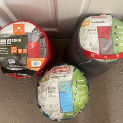 (3) SLEEPING BAGS. $20 Each 3/$50