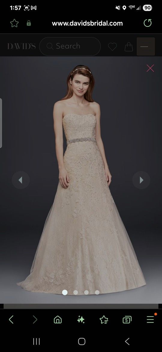 David's Bridal WG3755 Wedding Dress Size 2 Dry Cleaned
