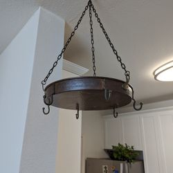 Round High Quality Ceiling Hammered Copper Pot Rack 