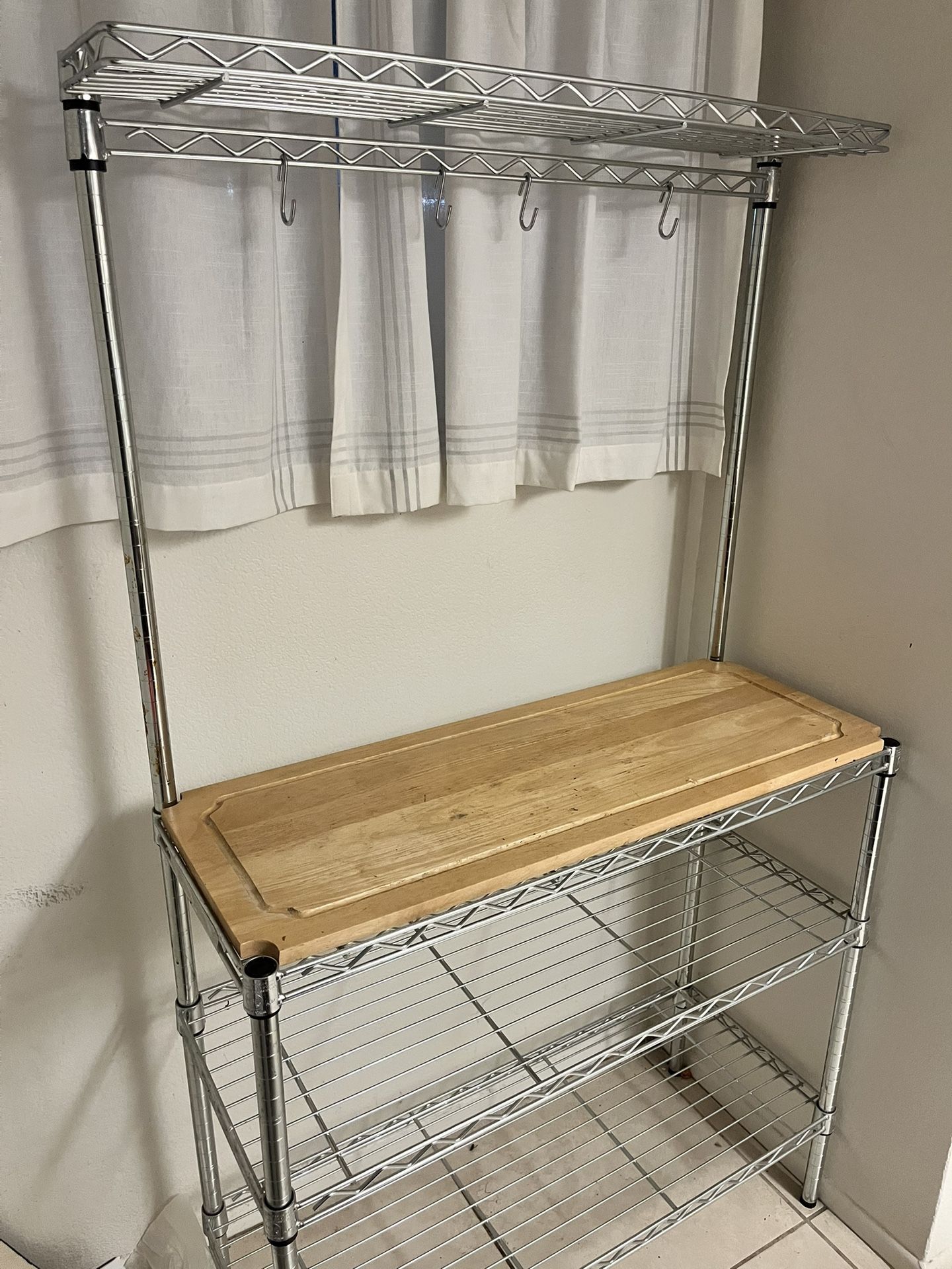 Metal and wood kitchen stand