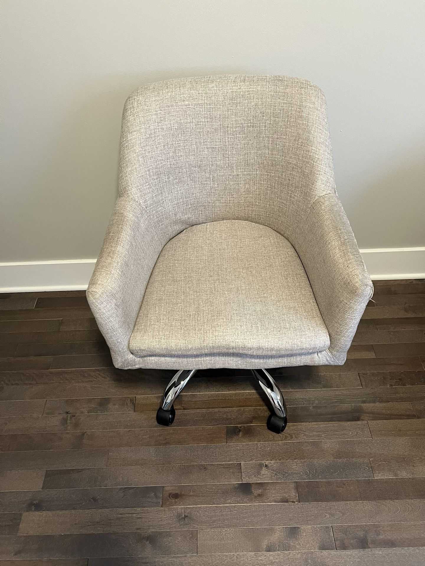Office Desk Chair - Oatmeal Beige Linen - On Wheels