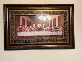 $175 Large Framed Last Supper Wall Art – Ornate Bronze/Gold Frame – 44” x 28.5”