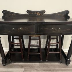 Console / Entrance / Entry Table w/ 3 Stools & Drawers — Must Pickup