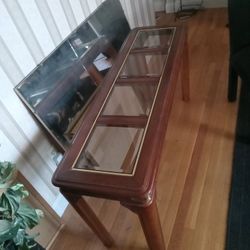 Modern Sofa/console Table Tempered Glass And Wood 