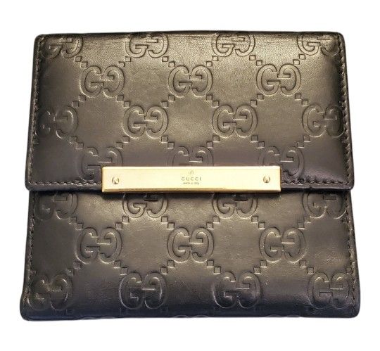 GUCCI Guccisimo Metal Bar French Flap Bi-Fold Wallet