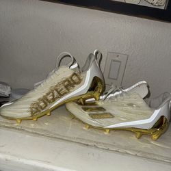 Adidas Adizero 12.0 White Metallic Gold GX5122 Men’s Football Cleats Size 9 1/2 🔥