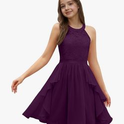 Plum Purple Halter Neck Dress - Girls size 9