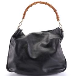 Gucci Bamboo Two-Way Shoulder Bag in Black Leather 