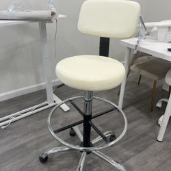 Rolling Bar Chair, Adjustable Side Table, Storage Cart & Desk Lamp