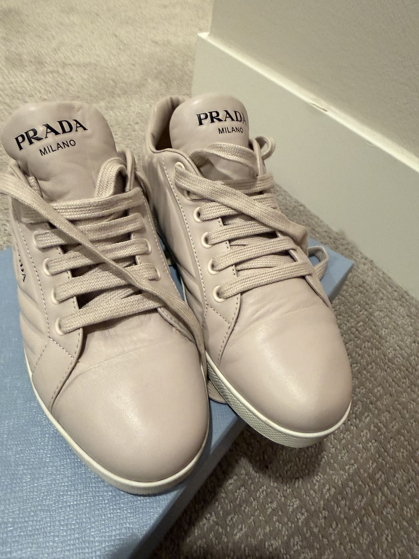 Prada Nude Leather Sneakers 38