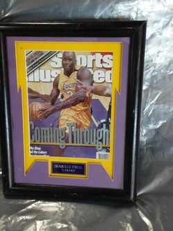 Shaq Autograph Sports Illustrated, Name Label In Glass Frame
