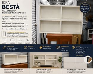 IKEA BESTÅ Wall Cabinet / Floating Storage Cabinet – White (Set of 2)