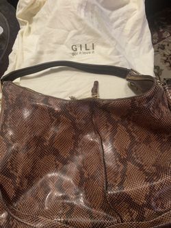 New Gili Milano Snake Embossed Leather Hobo Bag