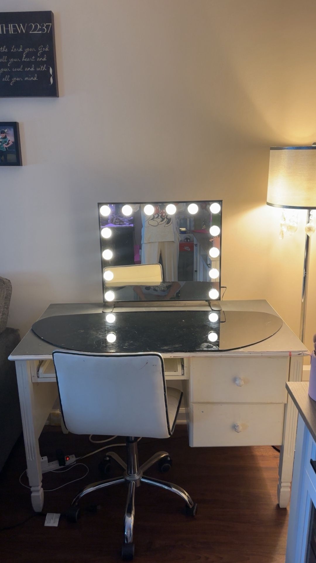 Desk Vanity Set LED Mirror